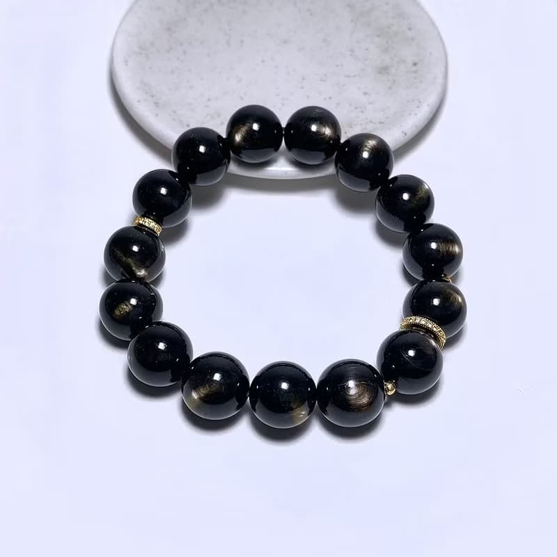 招財轉運 天然礦石 頂級 金運石 13.5 mm 手鍊