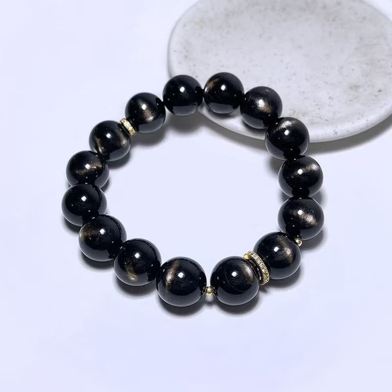 招財轉運 天然礦石 頂級 金運石 13.5 mm 手鍊