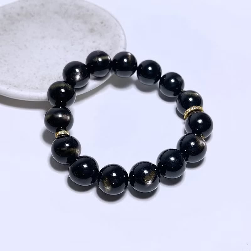 招財轉運 天然礦石 頂級 金運石 13.5 mm 手鍊