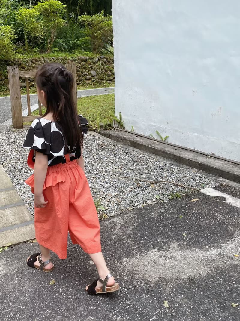 夏日香頌吊帶褲(橙色)