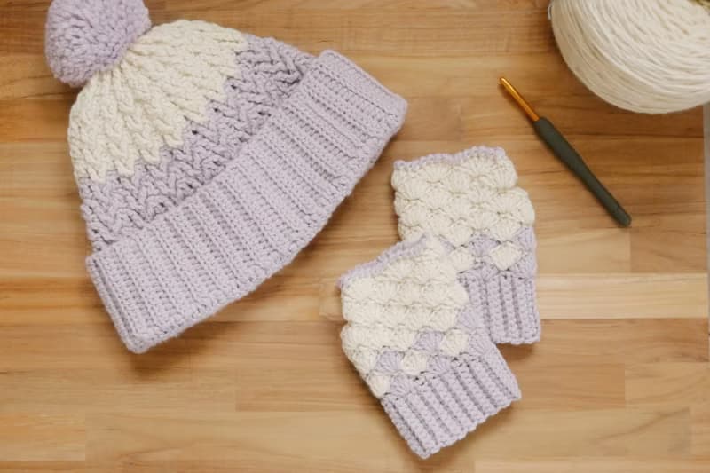 【數位】貝殼紋雙色露指手套_織圖電子檔