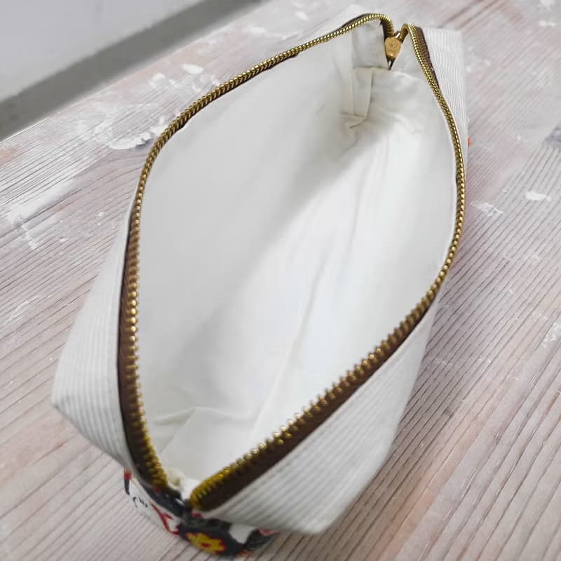 招財貓布藝陶藝扭扣手工小筆袋/化妝袋