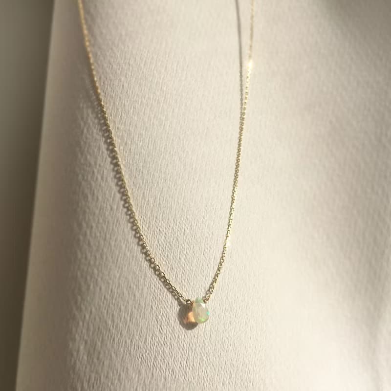 K14gf Opal Necklace, October Birthstone, Dainty Necklace