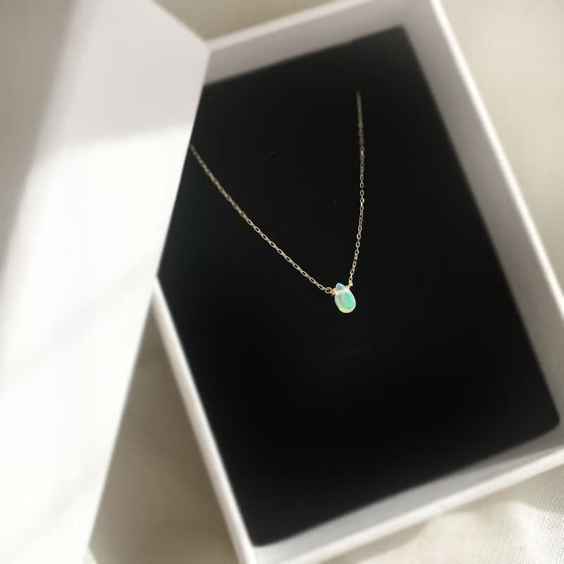 K14gf Opal Necklace, October Birthstone, Dainty Necklace