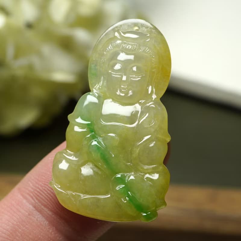 冰三彩翡翠觀音菩薩 | 天然緬甸玉翡翠A貨 | 送禮