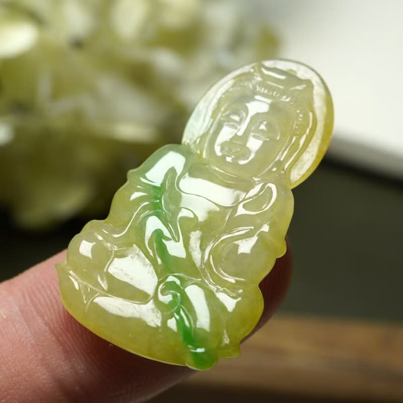 冰三彩翡翠觀音菩薩 | 天然緬甸玉翡翠A貨 | 送禮