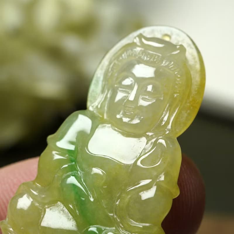 冰三彩翡翠觀音菩薩 | 天然緬甸玉翡翠A貨 | 送禮