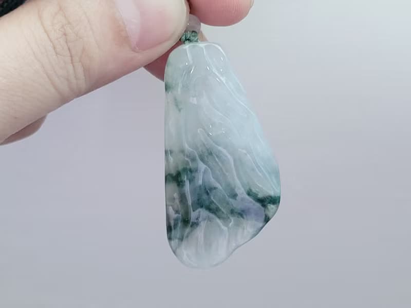 【親翠】天然翡翠 冰飄黃自帶山水感極美意境原石項鍊 | 意境藝術