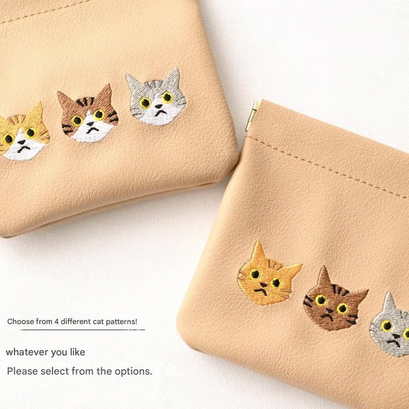 ばね口 マルチポーチ 【 3匹の猫 】 ワッペン 猫 小物入れ ポーチ バネポーチ アクセサリーポーチ ギフト A297I