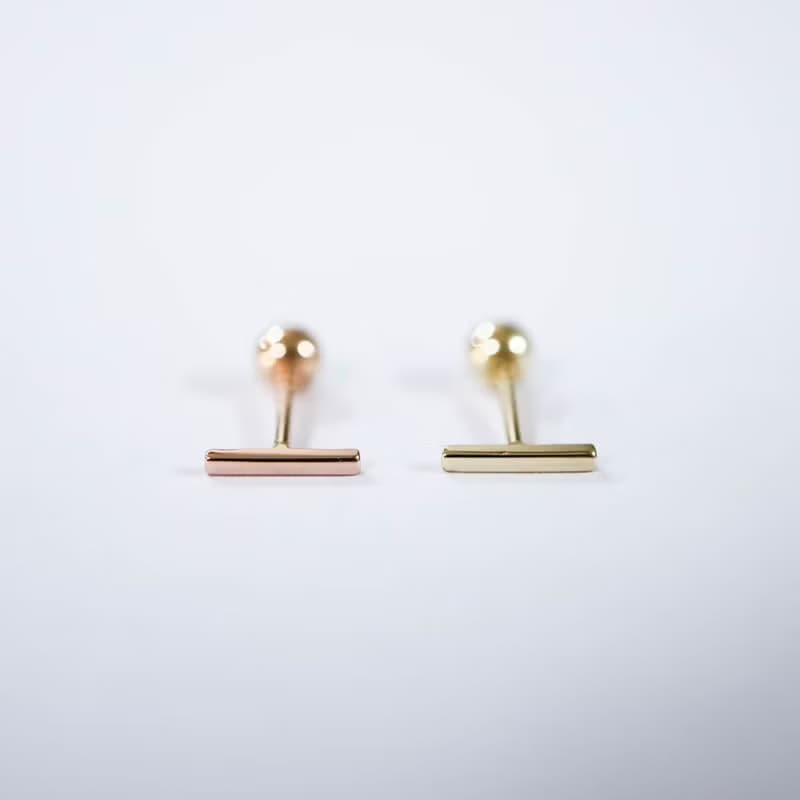 轉珠 14K 微澎細線條耳環 鎖珠耳環