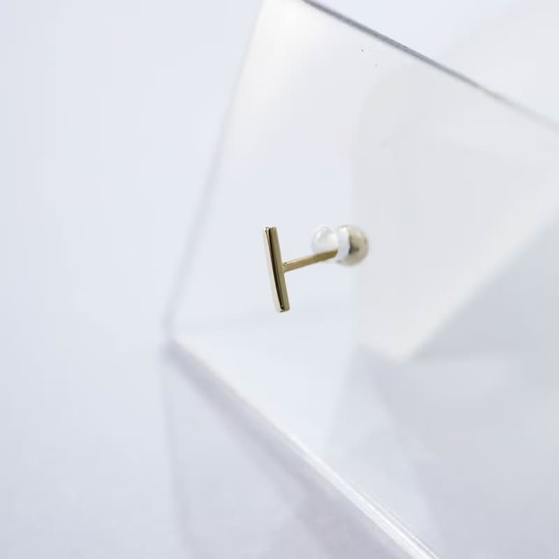 轉珠 14K 微澎細線條耳環 鎖珠耳環