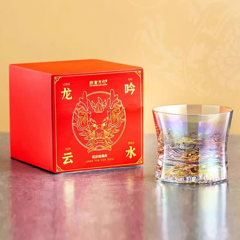 北京故宮博物院龍吟雲水手工玻璃杯水晶玻璃