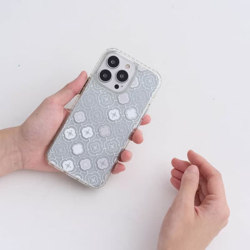 【預購】印花樂聯名手機殼/玻璃海棠3號/冷灰白