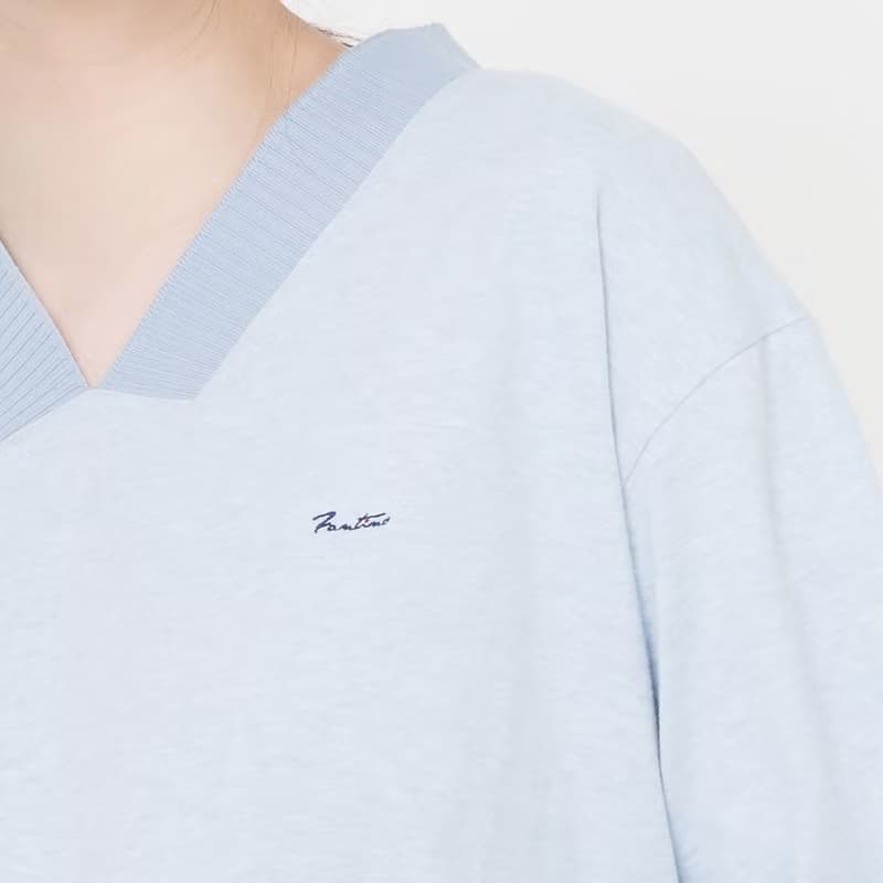 厚紡MIT有機棉V領刺繡棉衫(共4色)