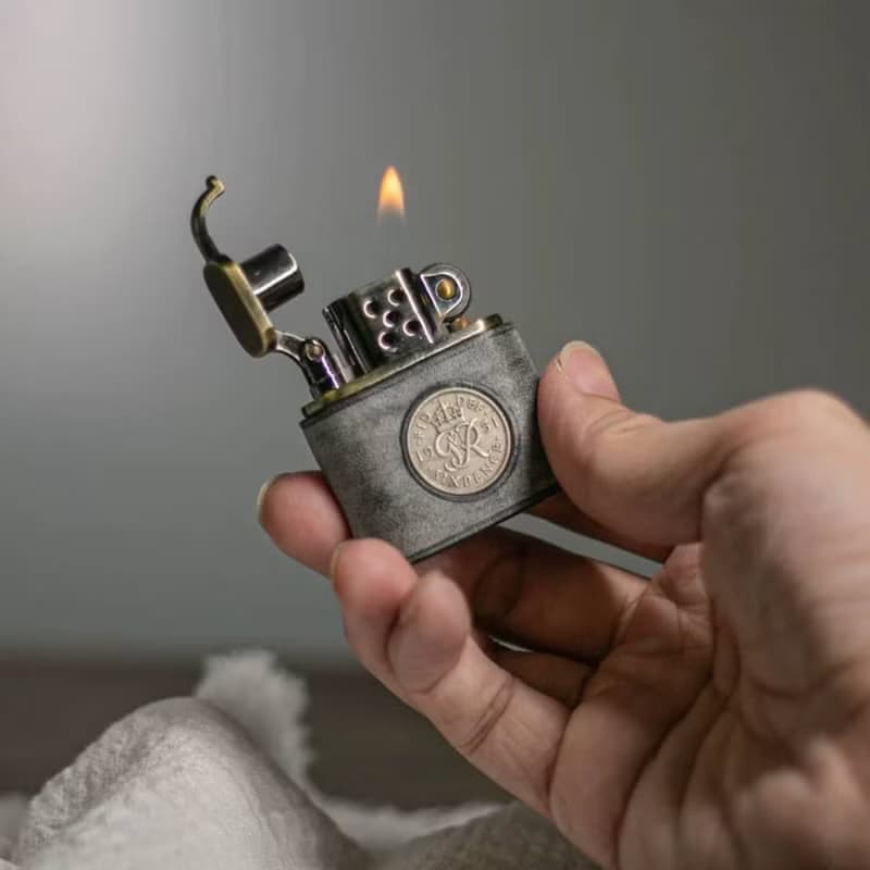 純銅復古老式煤油打火機 防風個性真皮 男朋友紀念