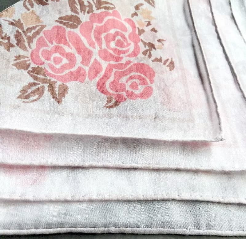 YvesSaintLaurent Vintage Handkerchief Pink Roses 23 x 22.5 inches