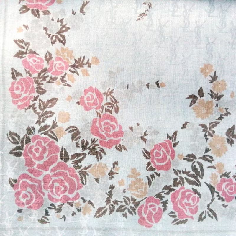 YvesSaintLaurent Vintage Handkerchief Pink Roses 23 x 22.5 inches
