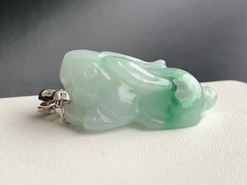 天然緬甸玉翡翠 玉兔 14kgf注金項鍊 14Kgf