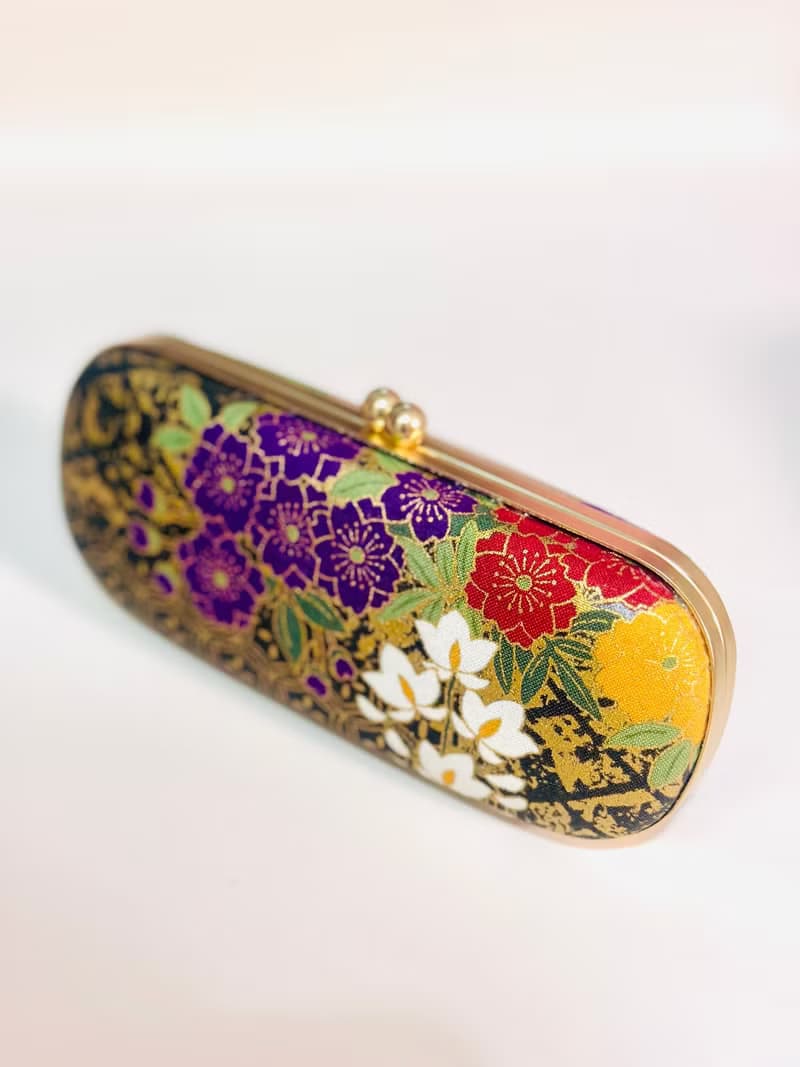 燙金黑花藝眼鏡盒/筆盒/首飾盒
