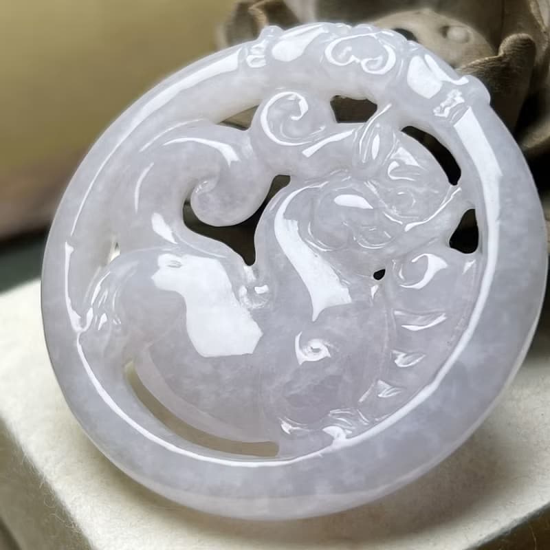 白翡翡翠螭龍項鍊 | 天然緬甸玉A貨翡翠 | 送禮