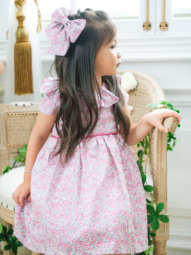 英國LIBERTY FABRICS手工法式大蝴蝶結髮夾 - Wiltshire Bud (粉)