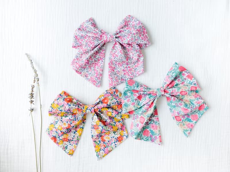 英國LIBERTY FABRICS手工法式大蝴蝶結髮夾 - Wiltshire Bud (粉)