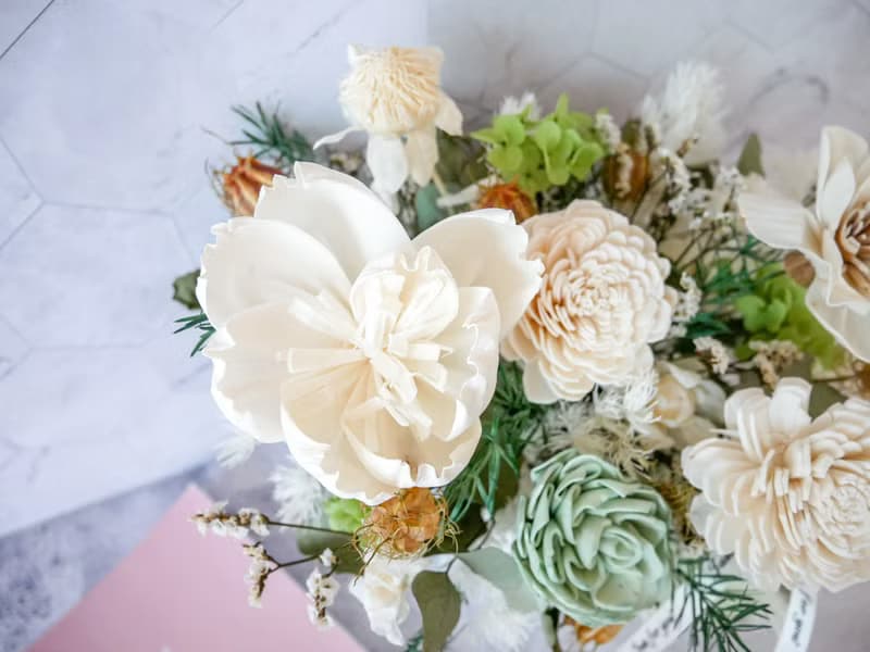 方盆中大型加大款乾燥花盆花【荼蘼】乾燥花盆花/開幕賀禮/新