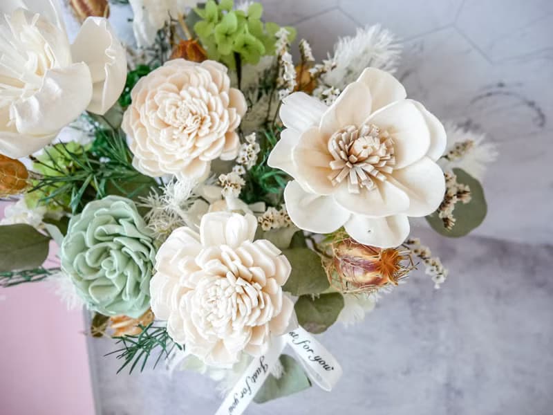 方盆中大型加大款乾燥花盆花【荼蘼】乾燥花盆花/開幕賀禮/新