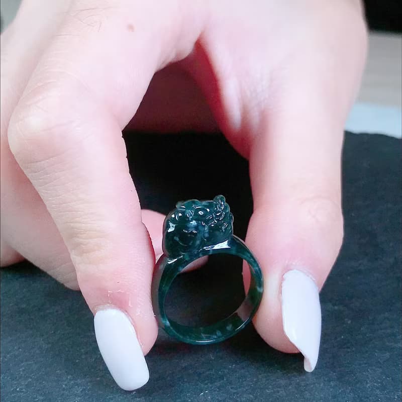 【招財】老坑綠翡翠貔貅戒指戒圈 | 國際10圍|天然翡翠A貨|送禮