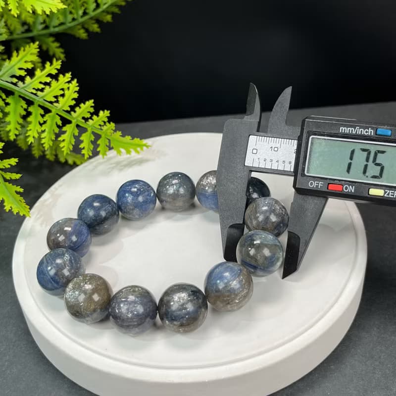 高品質龍鱗雲母藍晶石手串17.5mm顆顆帶眼冰潤星光大顆粒男女手珠