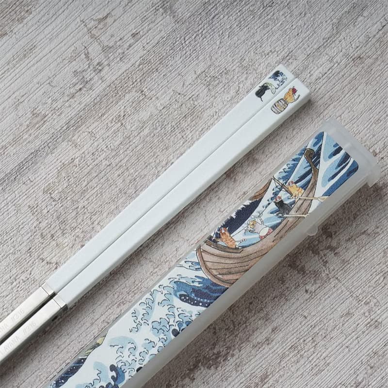 貓的浮世繪-神奈川冲浪裏的貓 零接觸隨身筷禮盒