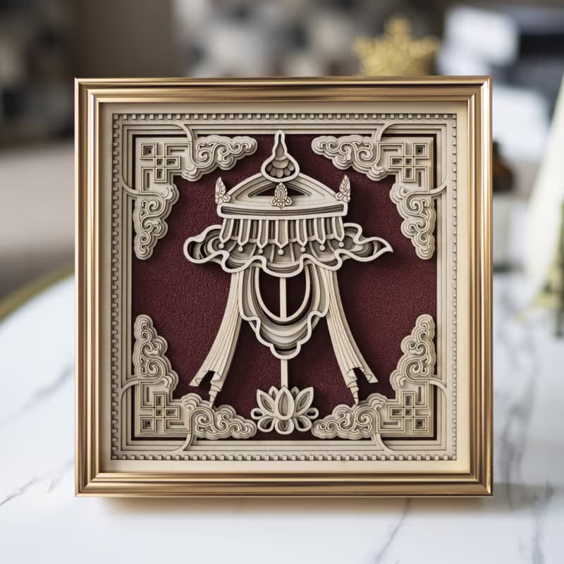 梯木疊雕-寶傘|新中式擺件玄關酒櫃創意客廳家居裝飾品喬遷禮物