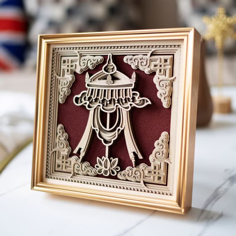 梯木疊雕-寶傘|新中式擺件玄關酒櫃創意客廳家居裝飾品喬遷禮物