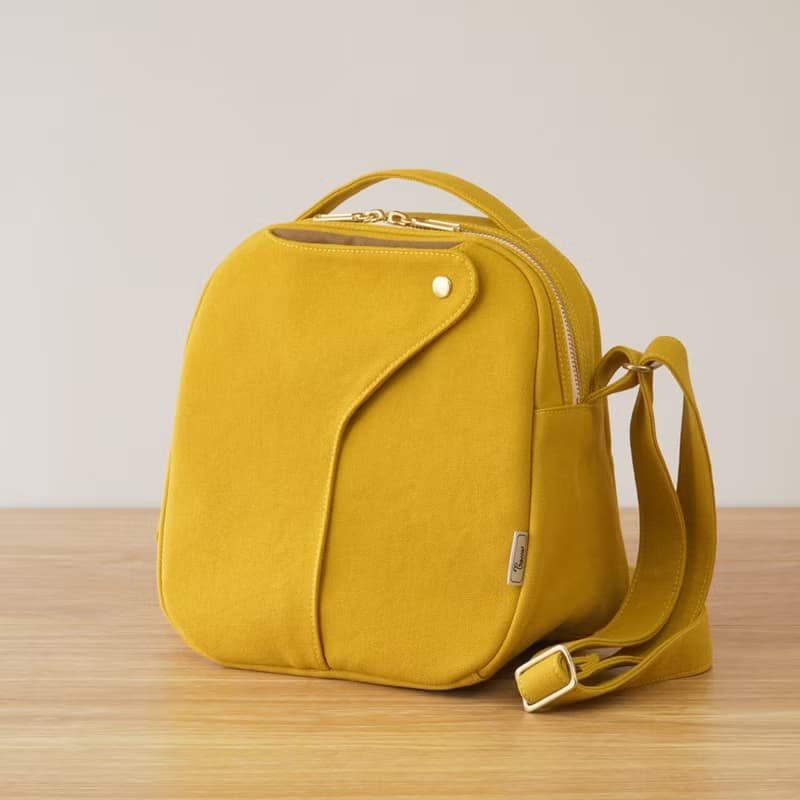 ショコラ / マスタードイエロー × ブラウンベージュ 【受注制作】 Trocco 帆布バッグ