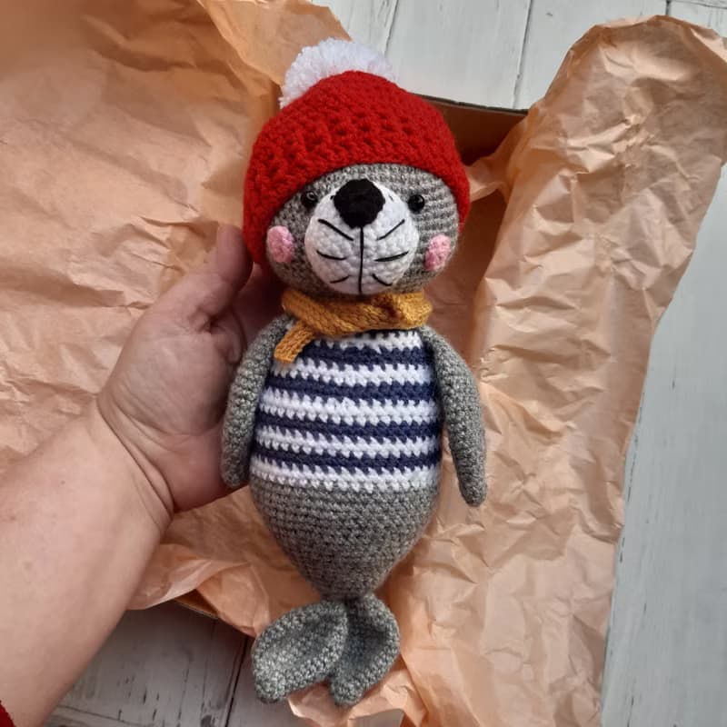 Seal toy Hand crochet Seal toy Stuffed toys Animals toys Plush toys Sea toys