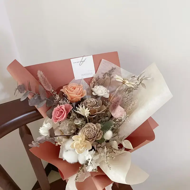 【永生花束】復古橘色 情人節禮物 告白花束 生日禮物 典禮獻花