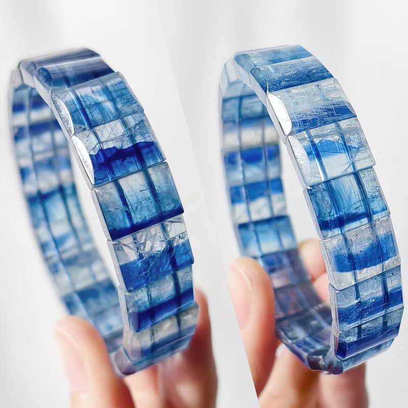 頂級玉化藍晶石 冰透 眉心輪 喉輪 收藏 手排 手鍊 單品 禮物