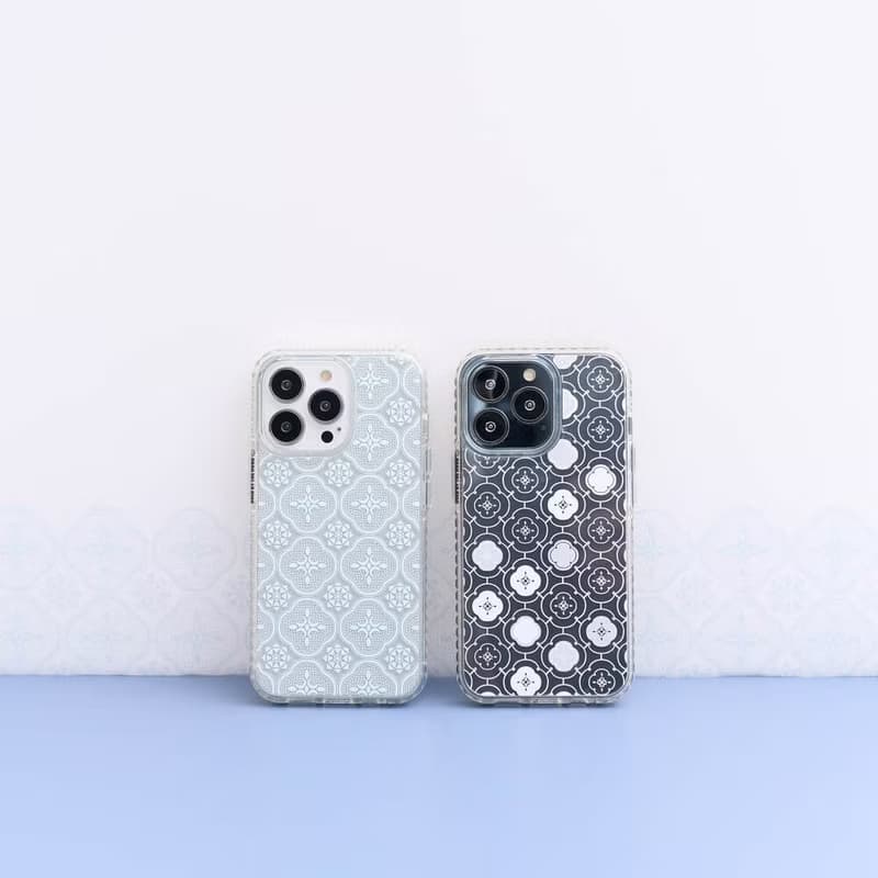 【現貨】印花樂聯名-氣墊防摔手機殼/玻璃海棠/透明藍灰