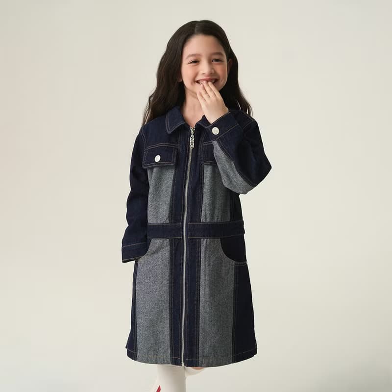 Two-tone denim dress