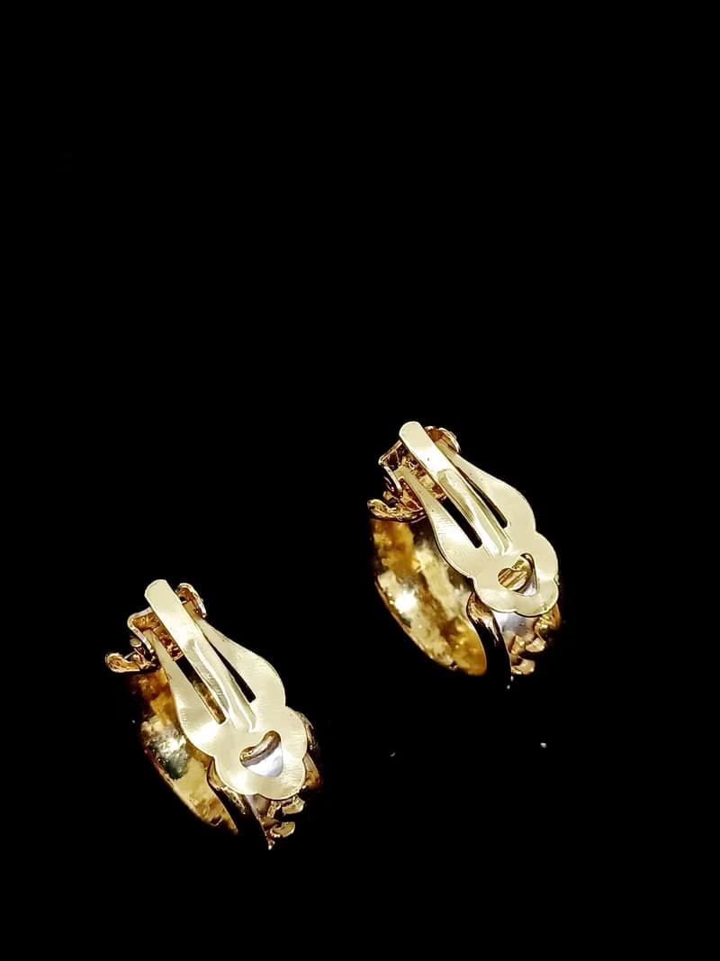 vintage jewelry  古典金色環形金錢豹夾式耳環