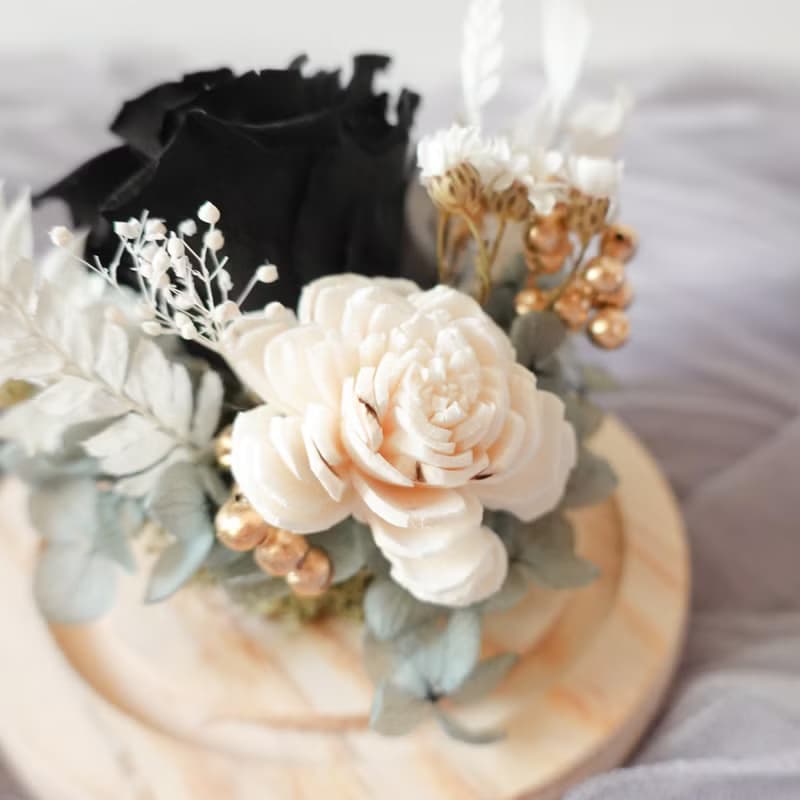 永生花玻璃盅-神秘黑