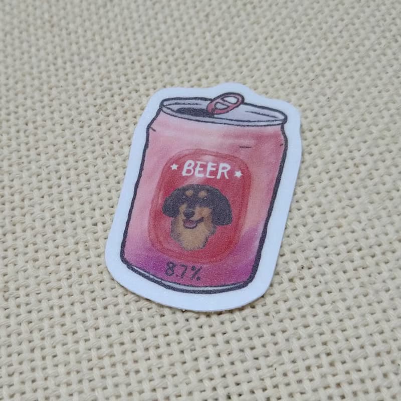 雙色臘腸啤酒-防水車貼-行李箱貼紙-賓士貓_防水貼紙