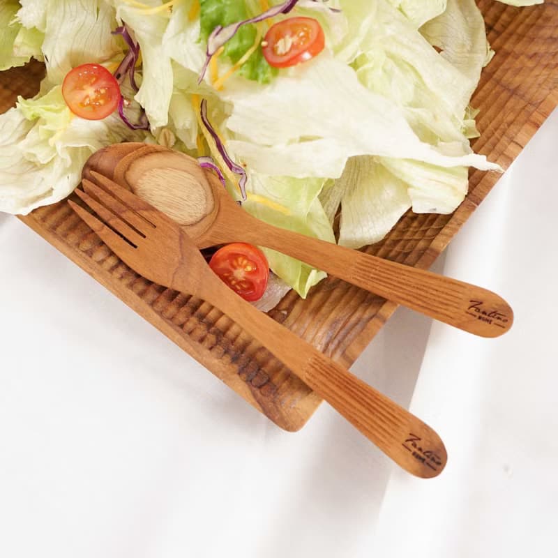 無上漆天然柚木湯匙10入組-共2款│環保餐具/減塑/ 露營野餐
