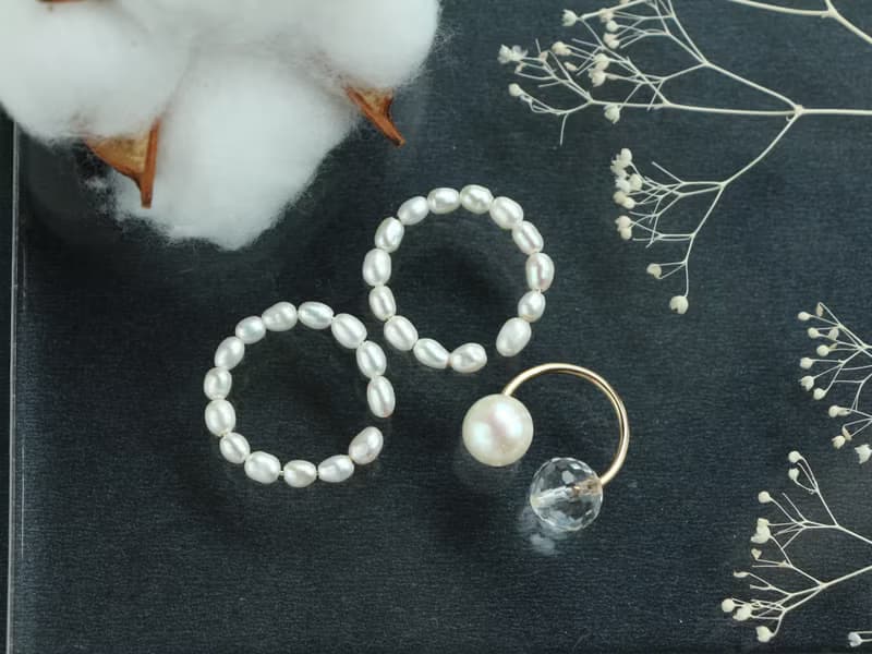 14kgf- rice pearl & crystal ear cuff set