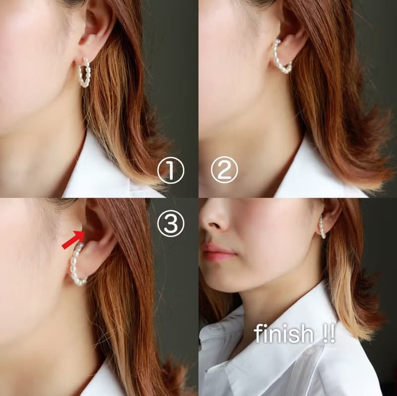 14kgf- rice pearl & crystal ear cuff set