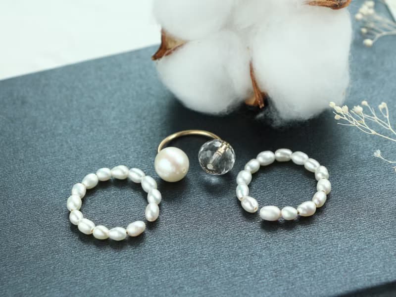 14kgf- rice pearl & crystal ear cuff set