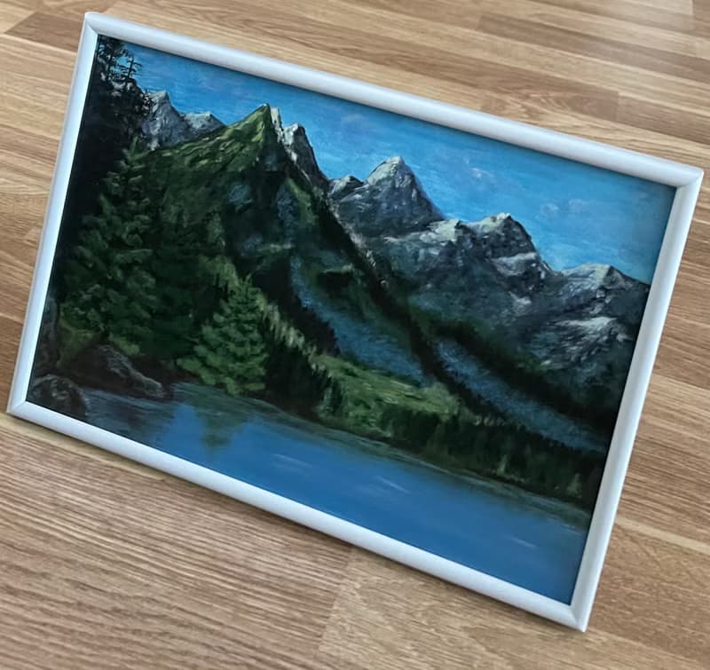 Morning in the mountains. Mountain landscape. Gouache paint