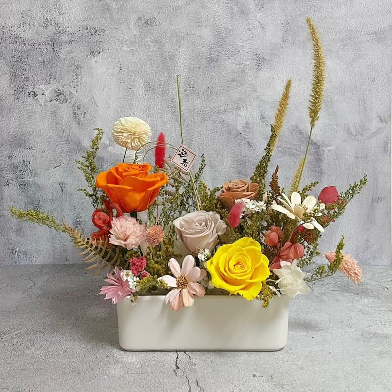【永生花禮】春野系永生桌花-開幕桌花/開幕花禮/升遷花禮/祝賀花