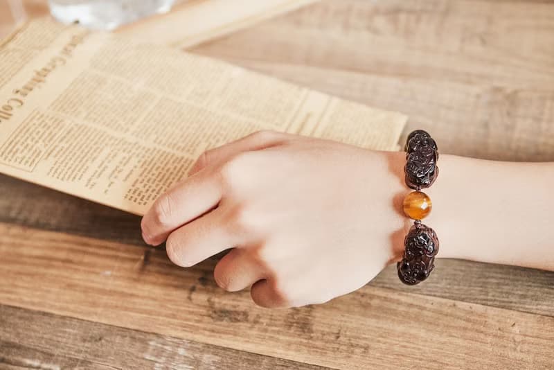 天然冰種黑曜石雙貔貅手鍊(含開光)驅邪、化煞、轉運、增財