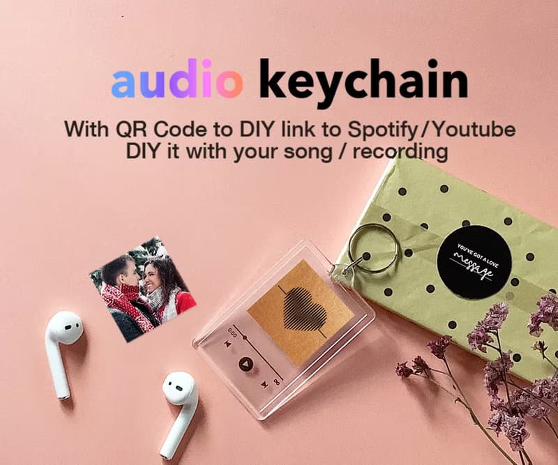 【訂製歌曲相片】情侶禮物一對優惠 音樂播放器鑰匙圈 掃碼聽歌